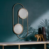 Abstract Double Round Circular Wall Mirror 30cm x 65cm Mirror Brass