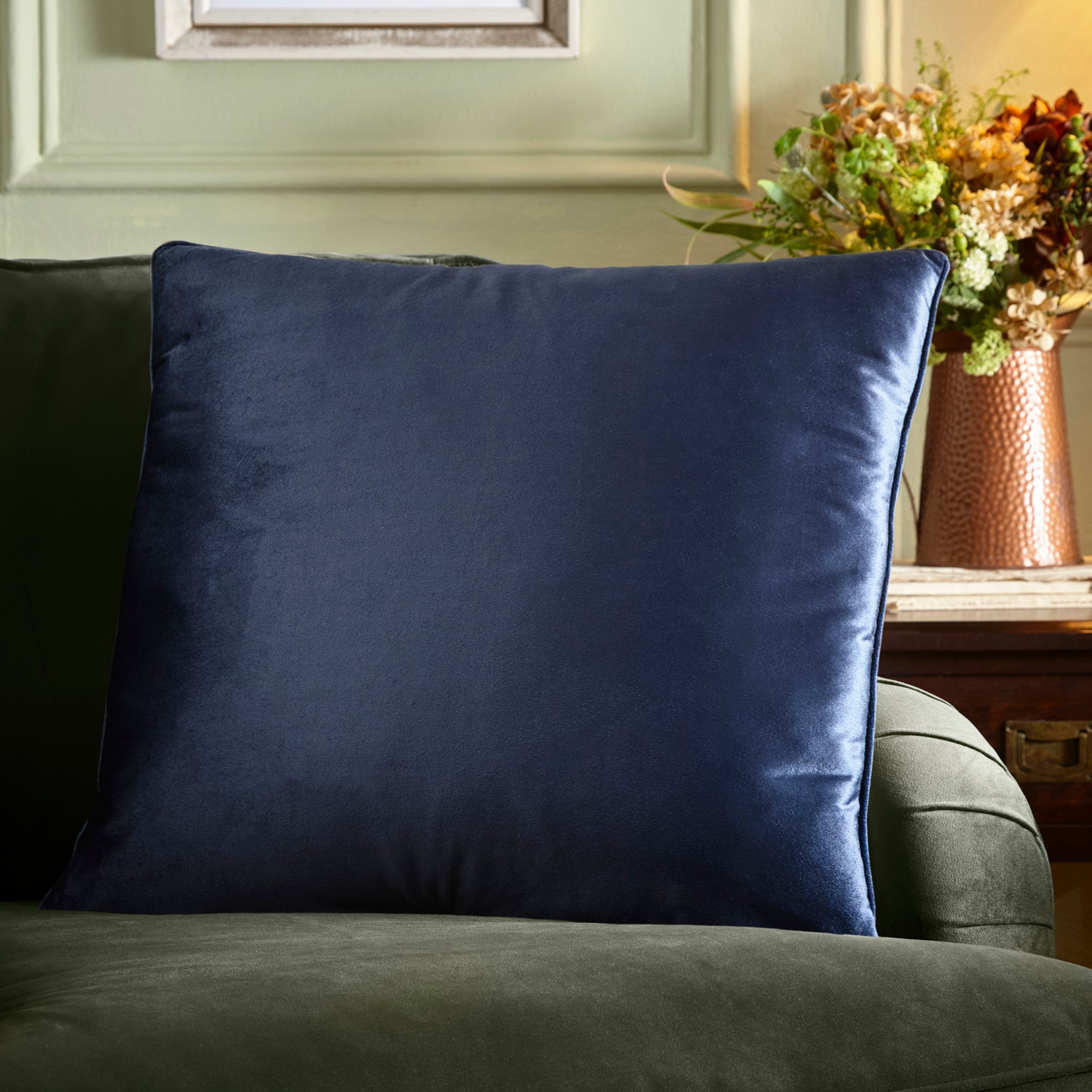 Appletree Harlan Velvet Filled Cushion 55cm x 55cm Navy