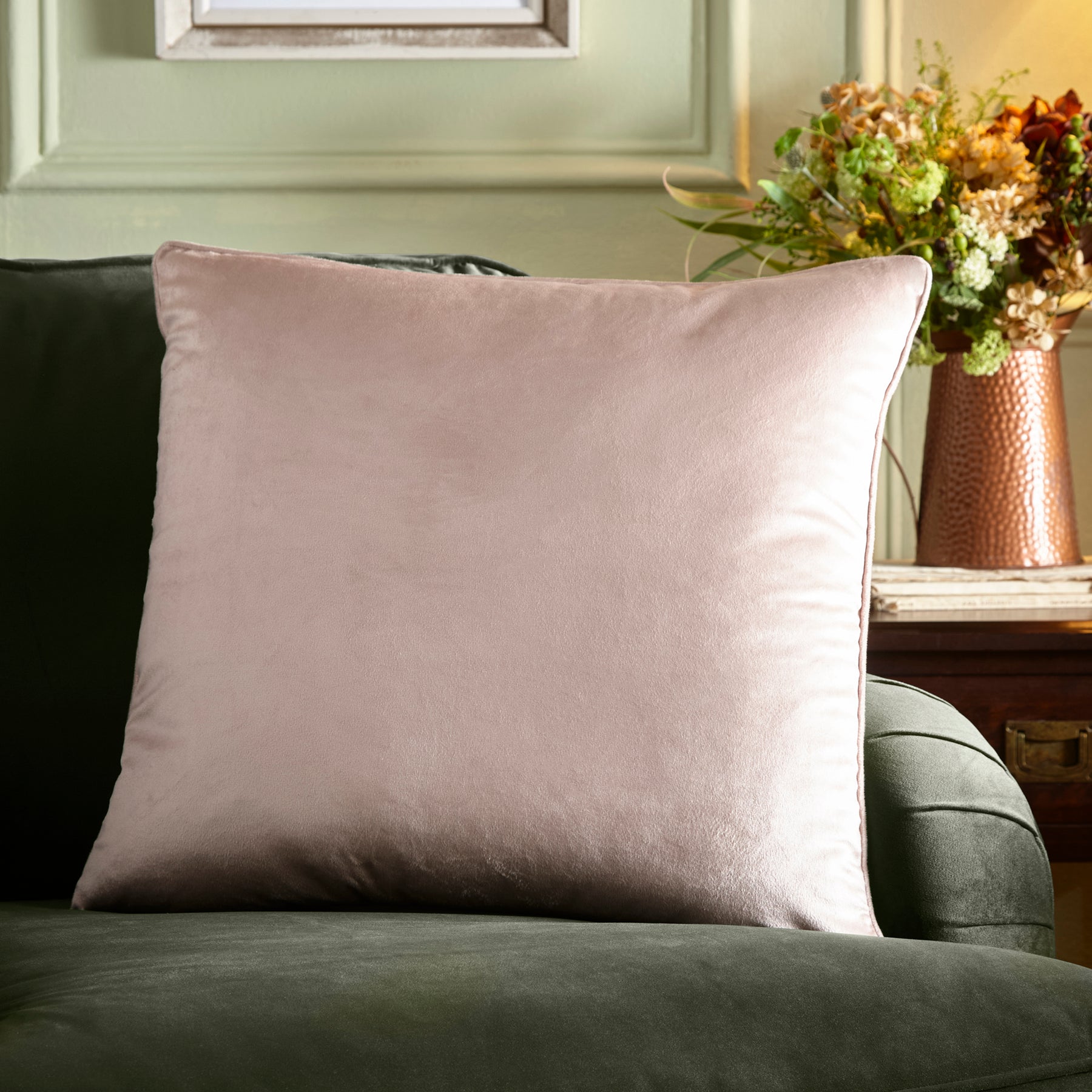 Appletree Harlan Velvet Filled Cushion 55cm x 55cm Natural