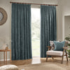 Yard Heavy Chenille Velvet Ready Made Pencil Pleat Curtains Marine