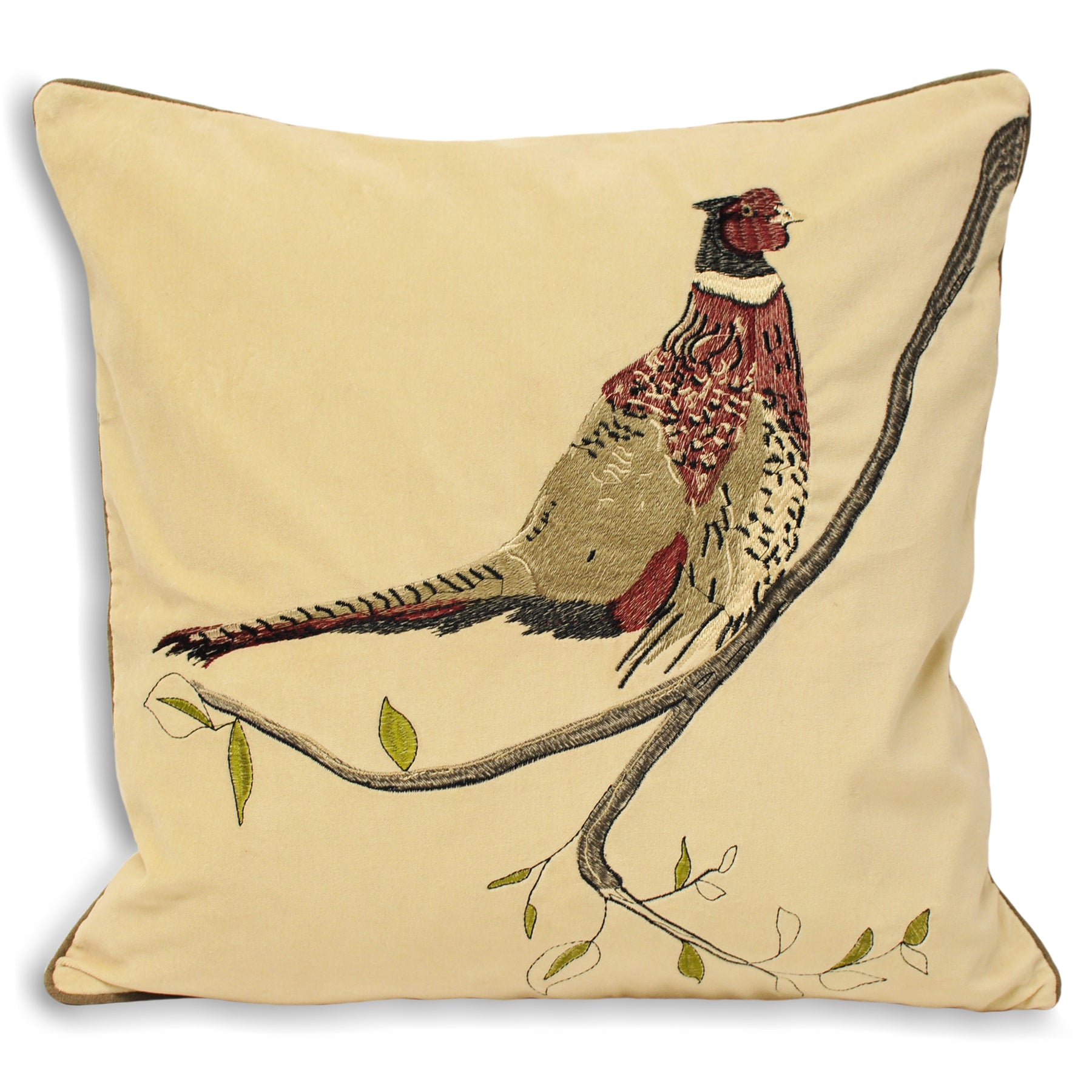 Hunter Velvet Pheasant Filled Cushion 45cm x 45cm Natural