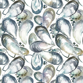 Voyage Maison Mussel Shells Printed Cotton Fabric Slate