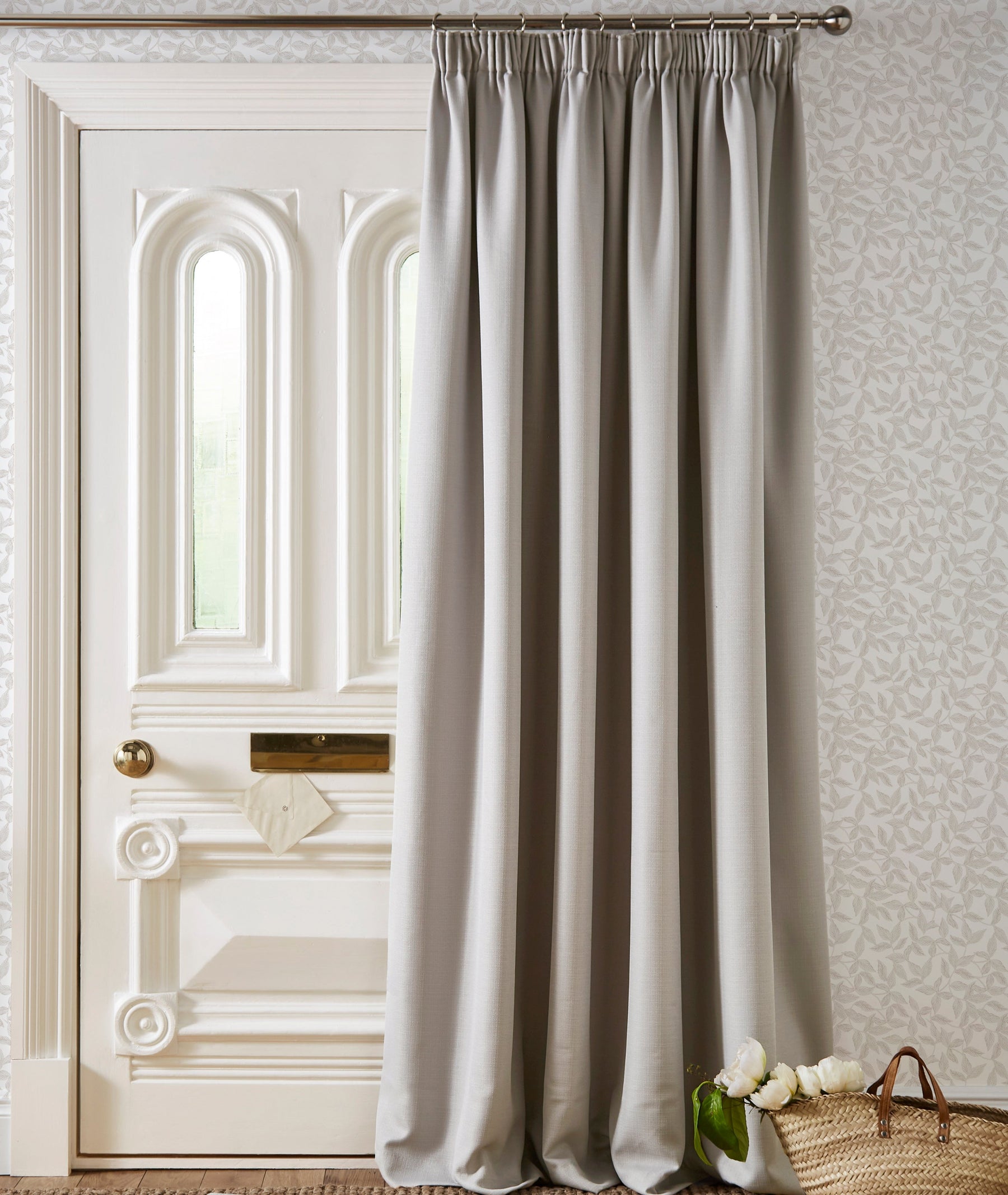 Laura Ashley Stephanie 66 x 84 Ready Made Pencil Pleat Door Curtain Dove Grey