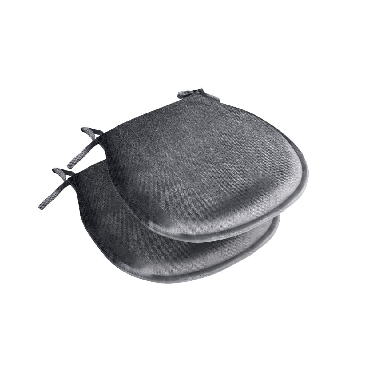 Pair of Summer D Shaped Back Outdoor Seat Pads Grey