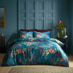 Midnight Bee Floral Velvet Bedding Set Black