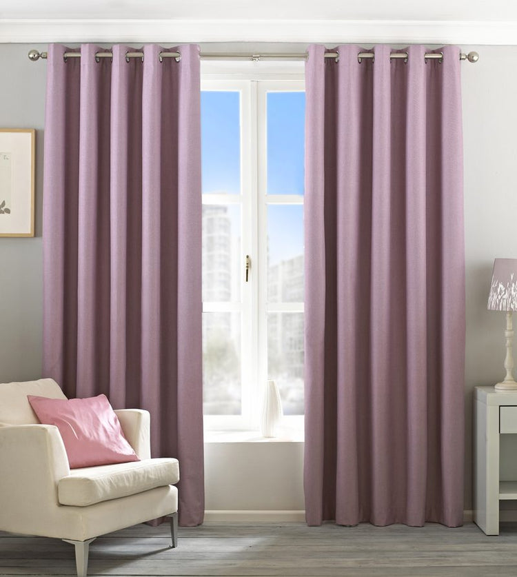 Riva Home Mauve Eclipse Blackout Lined Ready Made Eyelet Curtains | Terrys