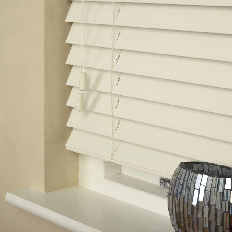 50mm Essence Fauxwood Venetian Blind Fine Grain in Mirage Parchment ...