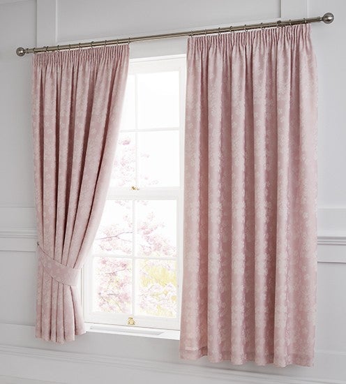 Blossom Lined Pencil Pleat Curtains Blush