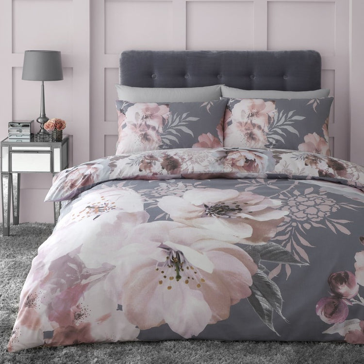 Claret Catherine Lansfield Dramatic Floral Duvet Cover Bedding Set