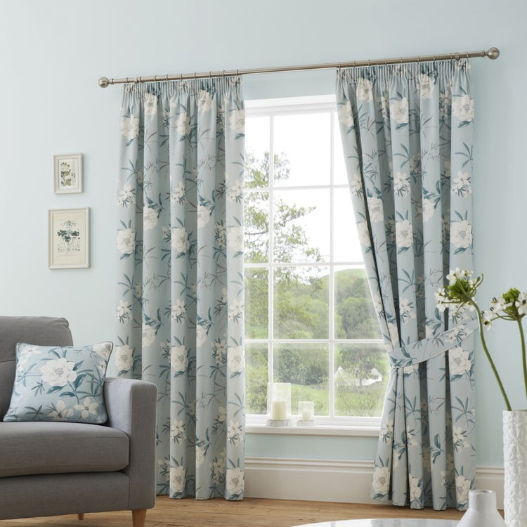 Dreams & Drapes Duck Egg Eve Ready Made Pencil Pleat Curtains | Terrys