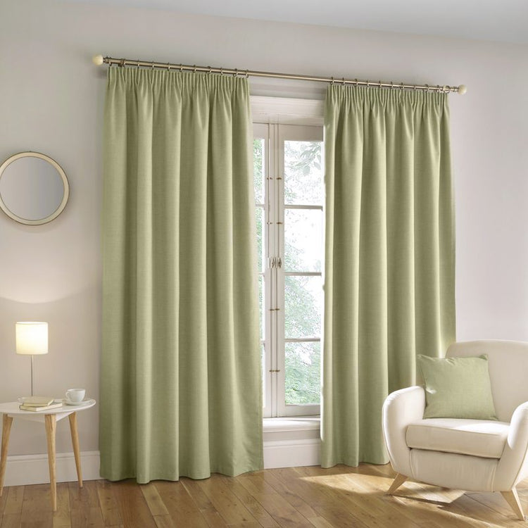 Green Harvard Blackout Ready Made Pencil Pleat Curtains | Terrys