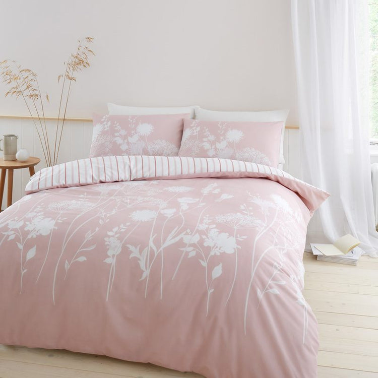 Blush Catherine Lansfield Meadowsweet Floral Duvet Cover Bedding Set ...