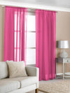 Slot Top (Pair) Ready Made Voile Curtains Cerise