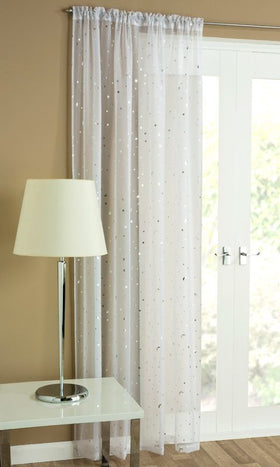 Starlight Slot Top Ready Made Single Voile Curtain White