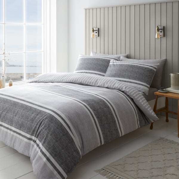 Grey striped deals bedding