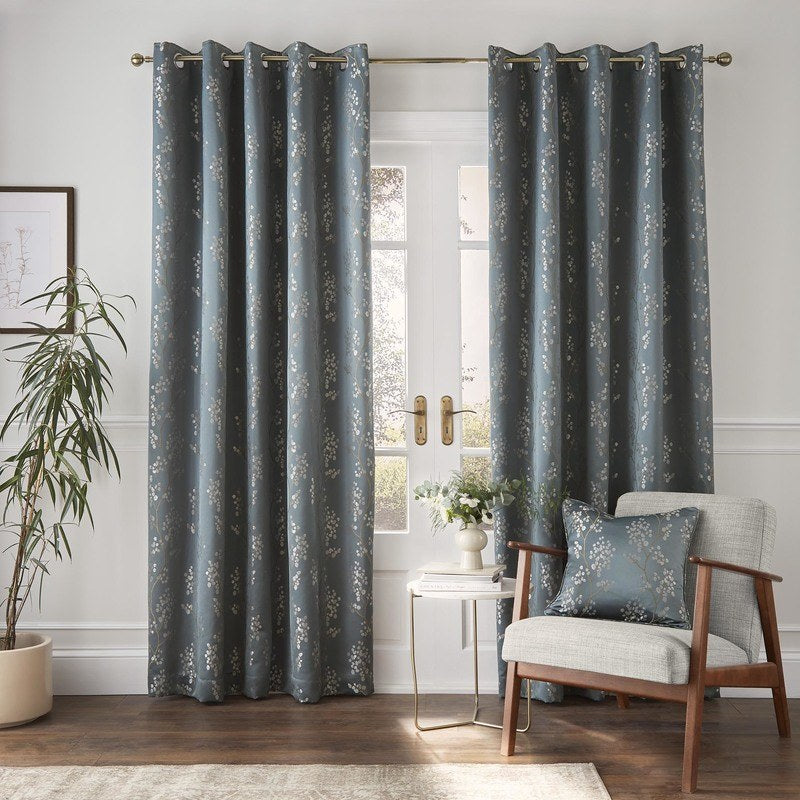 Wilstone Ready Made Eyelet Blackout Curtains in Midnight | Cheap UK ...